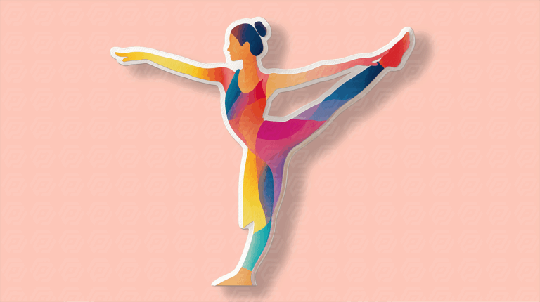 Colorful Silhouette of a Dancer Performing a Ballet Pose