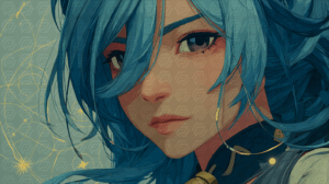 Close-Up Portrait Of Futuristic Woman With Blue Hair