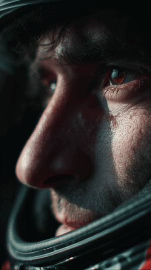 Profile of a Focused Male Racer With Helmet