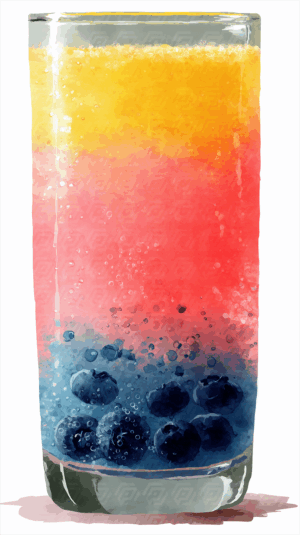 Minimalist Blueberry Sunrise Mocktail in Tall Glass