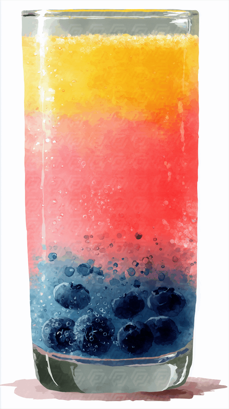 Minimalist Blueberry Sunrise Mocktail in Tall Glass