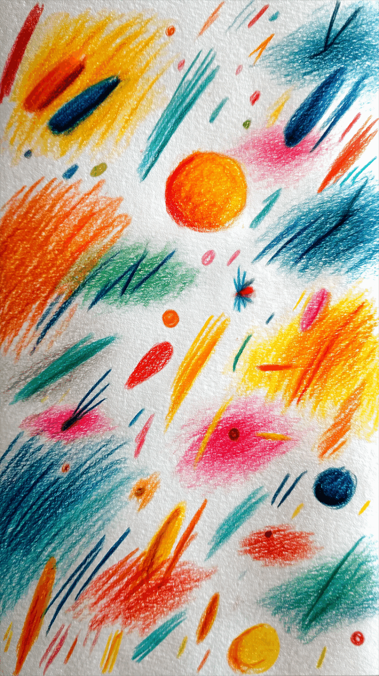 Energetic Crayon Scribbles With Color Bursts