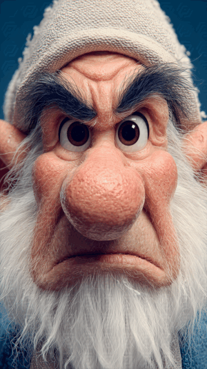 Stern Gnome Character With White Beard And Focused Stare