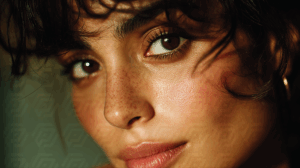 Freckled Woman in Golden Hour Light With Soft Shadows