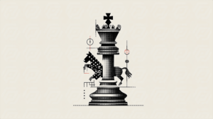 Halftone Chess King With Horse and Crown Motif