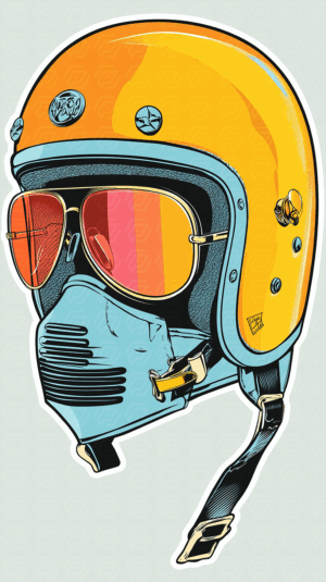 Retro Helmet and Sunglasses Illustration With Mask