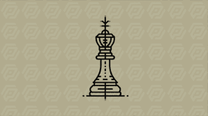 Minimal Chess King Line Icon On Beige Background