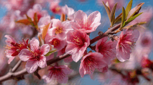 Peach Blossom Branch in Full Bloom