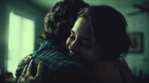 Warm Indoor Hug Capturing Genuine Connection