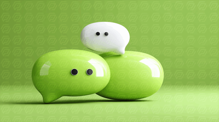 Cute Green And White Chat Bubbles On Green Background