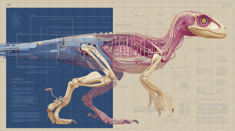 Anatomical Blueprint Of Cybernetic Dinosaur