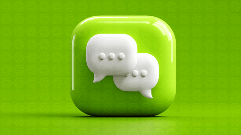 Glossy Messaging App Icon With Chat Bubbles