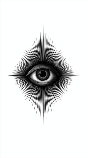 Black And White Eye Illustration With Radiating Lines