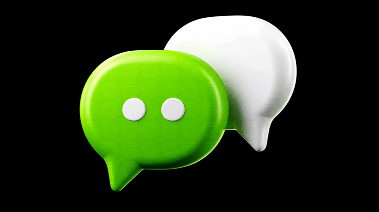 Minimalist Chat Icon With Green And White Bubbles