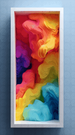 Colorful Layered Paper Art In Shadow Box