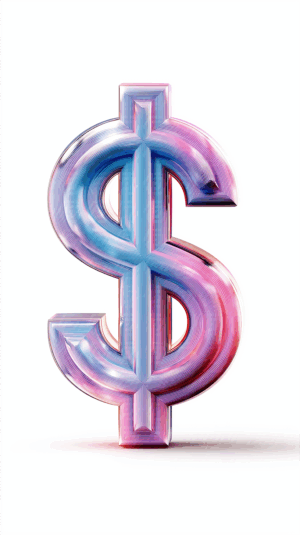 Colorful 3D Dollar Symbol With Gradient Lines