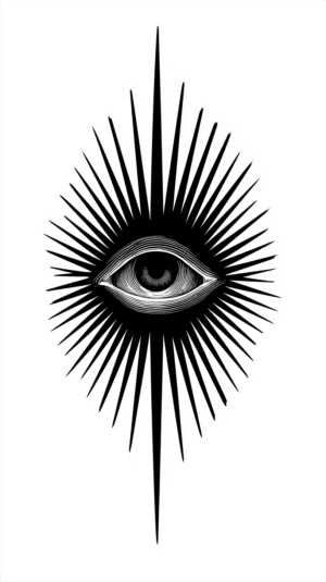Mystical All-Seeing Eye Surrounded by Radiating Spikes
