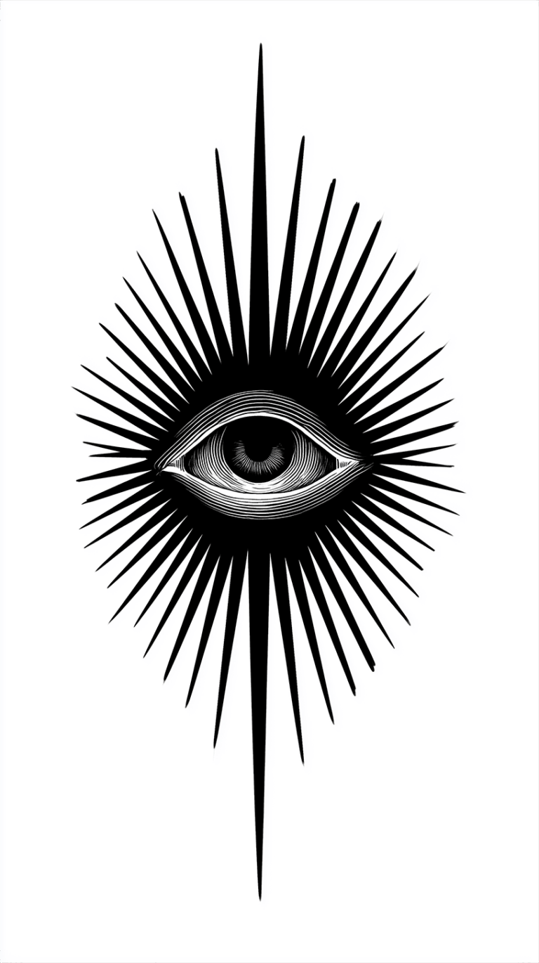 Mystical All-Seeing Eye Surrounded by Radiating Spikes