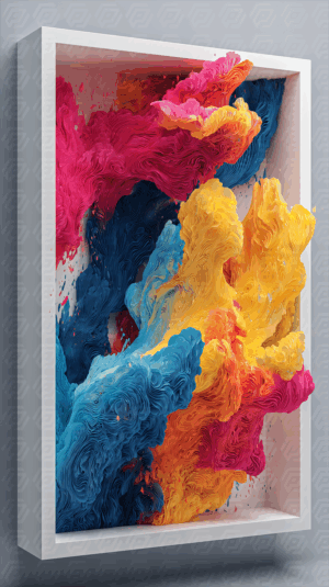 Exploding Color Swirl In White Frame