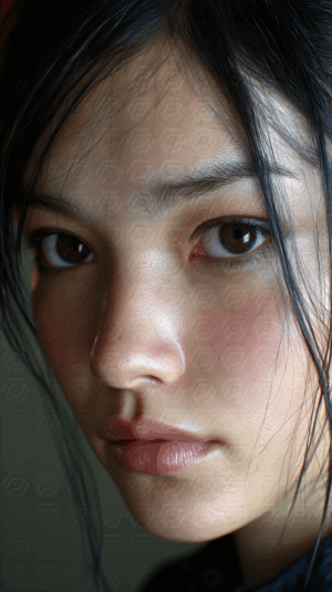 Side-Facing Realistic Portrait of a Calm Young Woman