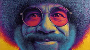 Colorful Close-Up Of Smiling Man With Round Glasses