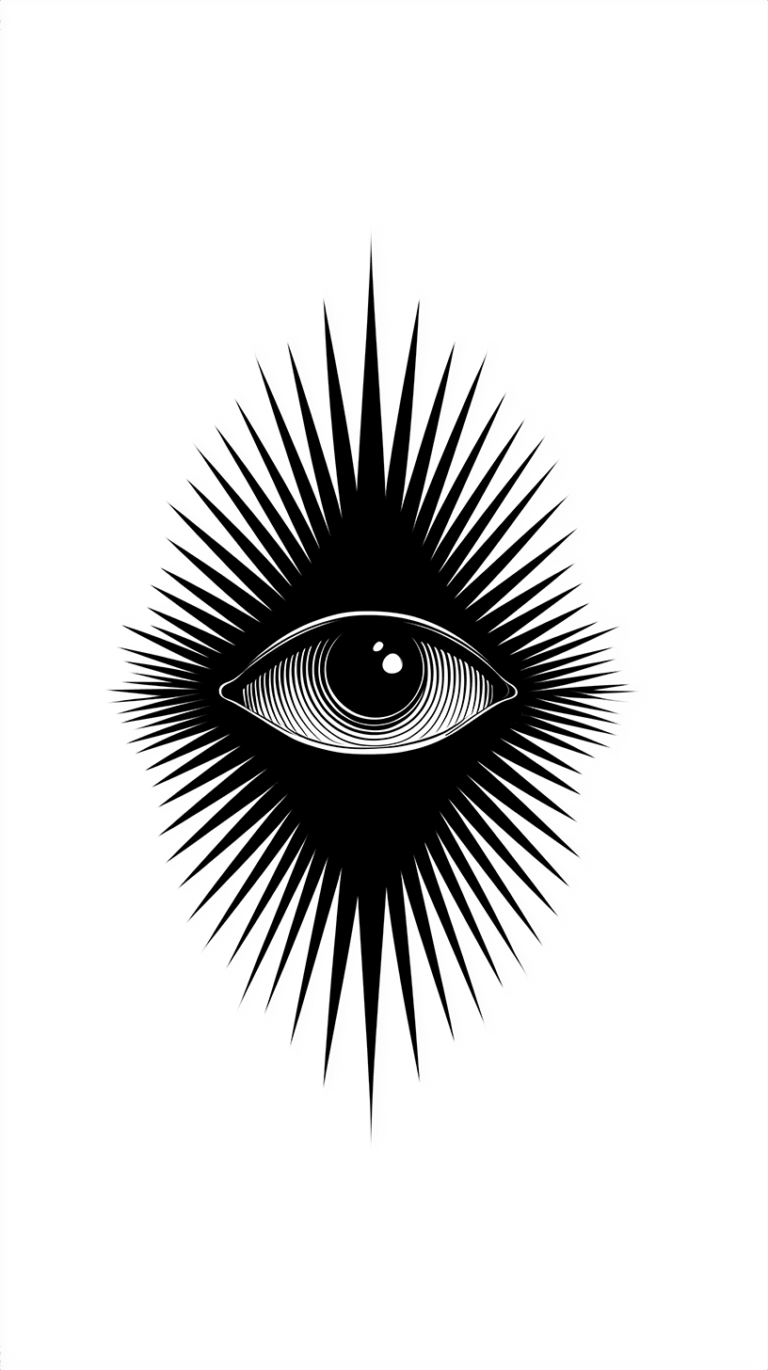 Surreal All-Seeing Eye with Radiant Symmetry and Smooth Contours