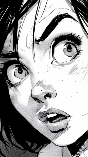 Dramatic Comic Face With Wide-Eyed Fear and Realistic Detail