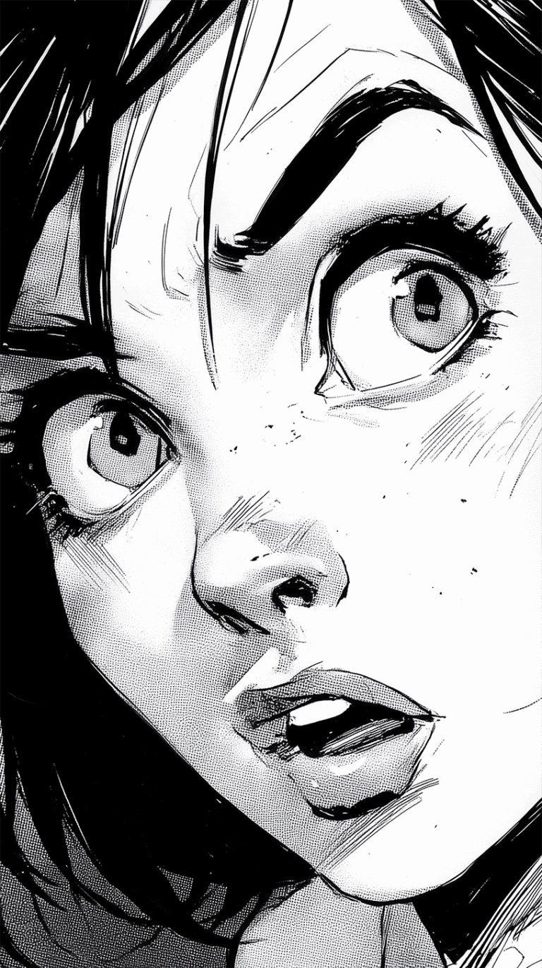Dramatic Comic Face With Wide-Eyed Fear and Realistic Detail