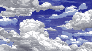 Halftone Ink Sky with Billowing Clouds