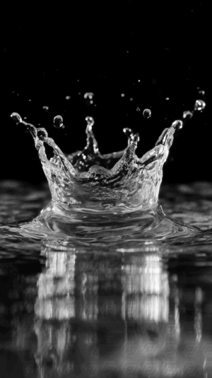 Water Splash Crown Impact In Monochrome
