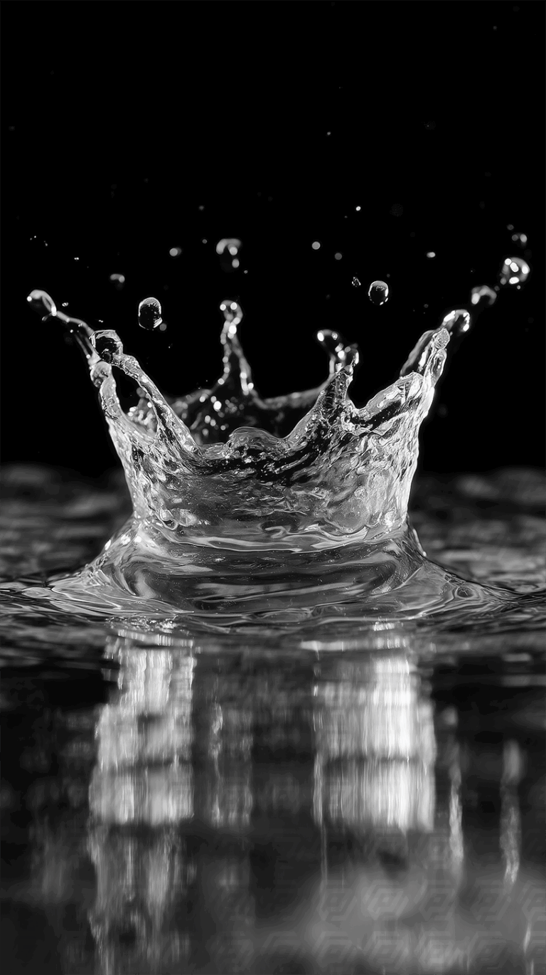 Water Splash Crown Impact In Monochrome