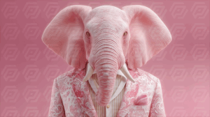 Pink Elephant in Ornate Patterned Jacket