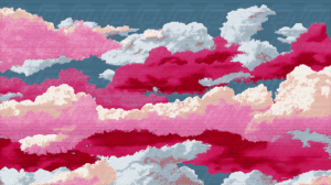 Pink and Red Tapestry Cloud Formation on Blue Sky