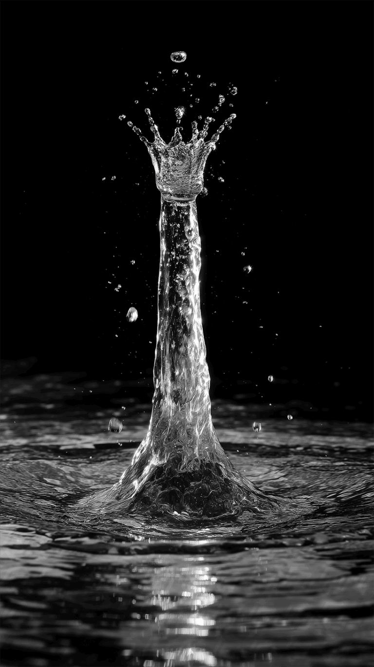 Tall Water Splash Column Forming From Droplet Collision