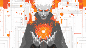 Futuristic Sorcerer with Glowing Data Sphere