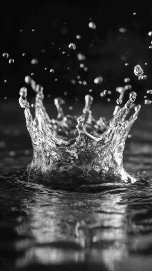 Water Droplet Crown Splash With Suspended Droplets