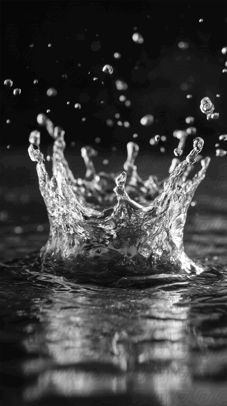 Water Droplet Crown Splash With Suspended Droplets
