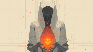 Mysterious Hooded Figure Holding Energy Core