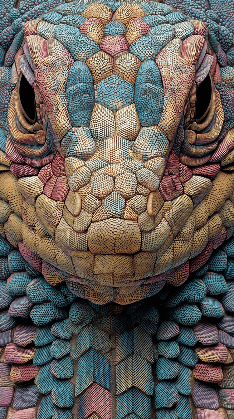 Colorful Reptile Scale Pattern Close-Up