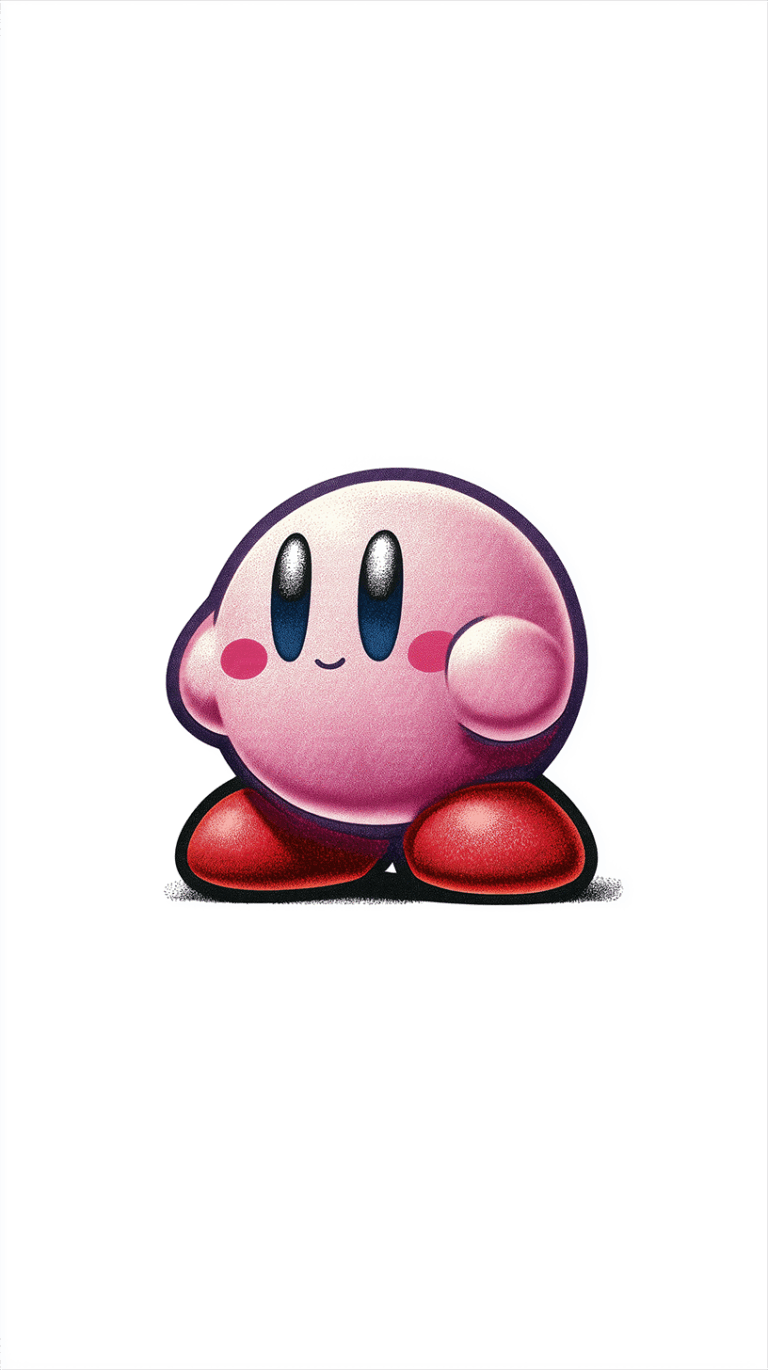 Cute Pink Cartoon Character on White Background with Retro Halftone Style