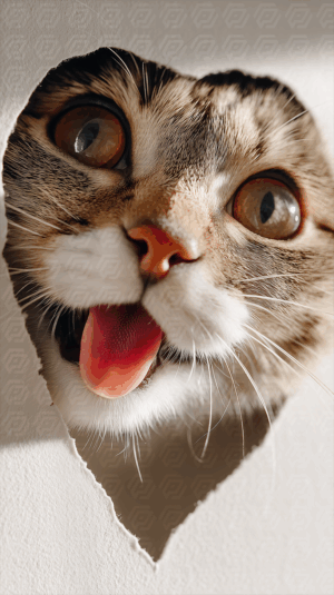 Curious Cat Peeking Through Heart Shaped Hole