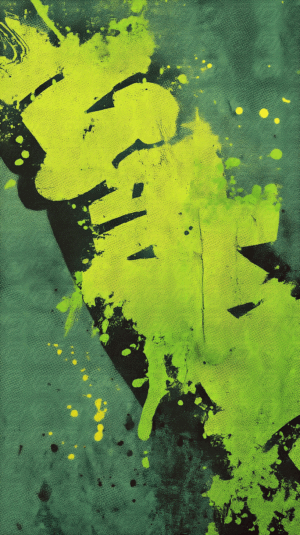 Grunge Green Typography On Splattered Canvas
