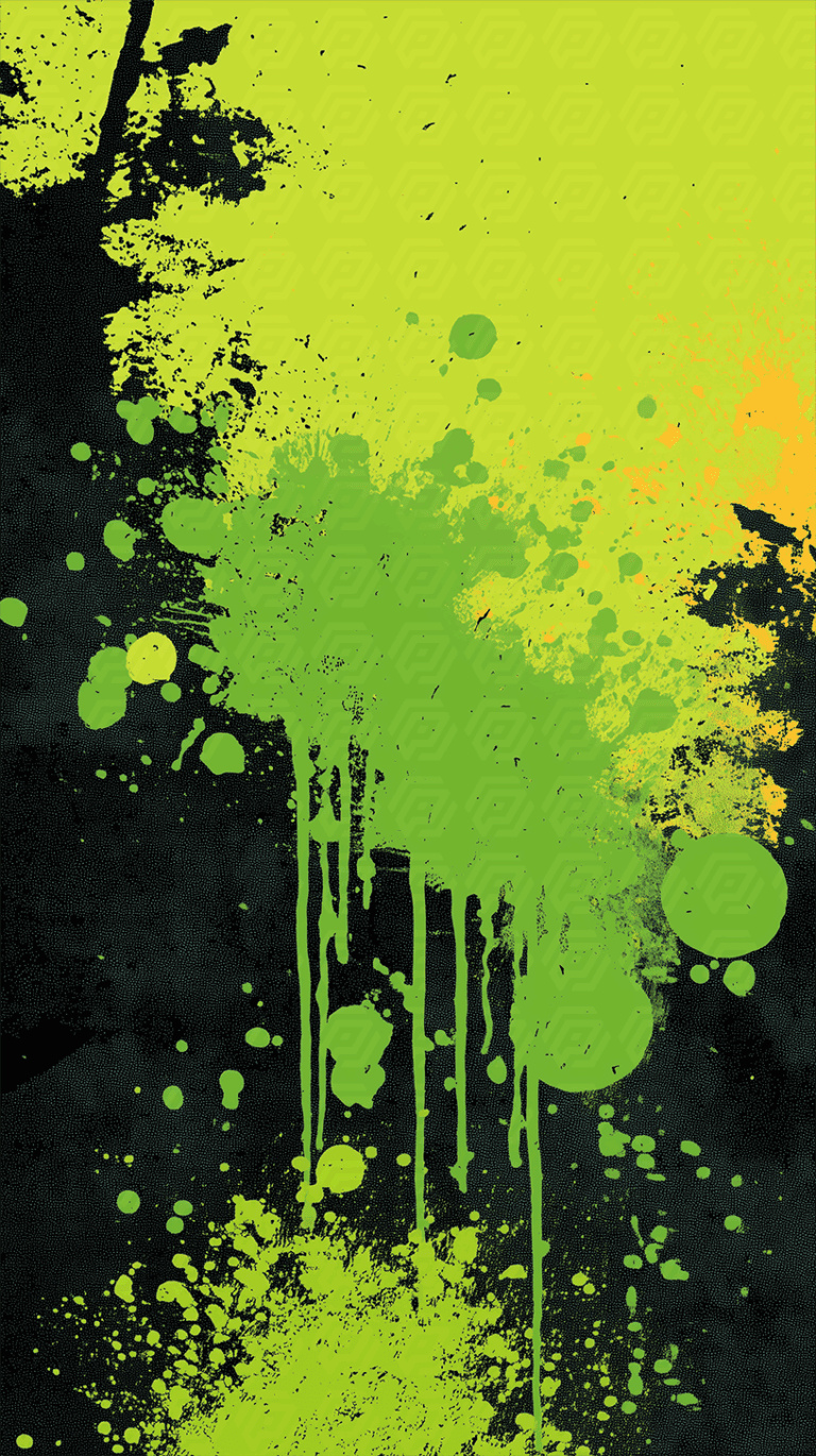 Green Splatter Paint Texture On Black Background