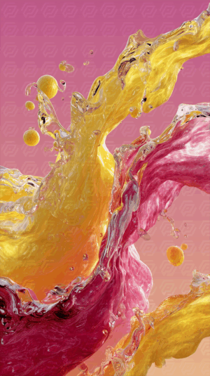 Colorful Splash of Yellow and Pink Liquid Abstract Art